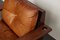 Sillón y otomana Mid-Century de pino y cuero coñac, Francia, años 60. Juego de 2, Imagen 3