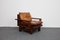 Sillón y otomana Mid-Century de pino y cuero coñac, Francia, años 60. Juego de 2, Imagen 31