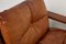 Sillón y otomana Mid-Century de pino y cuero coñac, Francia, años 60. Juego de 2, Imagen 25