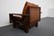 Sillón y otomana Mid-Century de pino y cuero coñac, Francia, años 60. Juego de 2, Imagen 15
