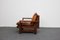 Sillón y otomana Mid-Century de pino y cuero coñac, Francia, años 60. Juego de 2, Imagen 8