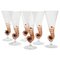 Amber Murano Glass and Pulegoso Nautilus Flutes from Cenedese, 1950s, Set of 6 1