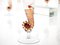 Amber Murano Glass and Pulegoso Nautilus Flutes from Cenedese, 1950s, Set of 6 3