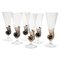 Brown Accent and Pulegoso Murano Glass Nautilus Flutes from Cenedese, 1950s, Set of 6 1