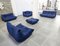 Togo Living Room Set by Michel Ducaroy for Ligne Roset in Blue Leather, France, 1980s, Set of 5 1