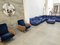 Juego de salón Togo de Michel Ducaroy para Ligne Roset en cuero azul, Francia, años 80. Juego de 5, Imagen 8