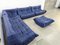 Togo Living Room Set by Michel Ducaroy for Ligne Roset in Blue Leather, France, 1980s, Set of 5, Image 5