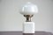 Weiße Glas Mid-Century Mushroom Tischlampe, 1970er 1