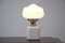 Weiße Glas Mid-Century Mushroom Tischlampe, 1970er 2