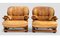 Set of Vintage Wood and Leather Armchairs 2