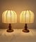 Vintage German Bedside Lamps with Turned Pine Base and Beige Fabric Shade from Biko, 1980s, Set of 2 1