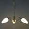 Lampada da soffitto vintage con tre diffusori in vetro opalino bianco, Italia, Immagine 2