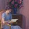 Henri-Charles Angéniol, Portrait of Young Woman Reading, Oil on Wood, 20th Century, Framed 4