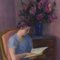 Henri-Charles Angéniol, Portrait of Young Woman Reading, Oil on Wood, 20th Century, Framed 6