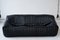 Sofá de tres plazas Cinna de cuero negro atribuido a Annie Hieronimus para Ligne Roset, 1973, Imagen 9