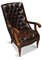 William IV Brown Leather Chesterfield Library Chair on Castors 6