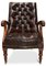 William IV Brown Leather Chesterfield Library Chair on Castors 3