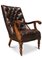 William IV Brown Leather Chesterfield Library Chair on Castors 1