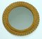 Round Rattan Framed Mirror, 1950s 1