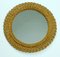 Round Rattan Framed Mirror, 1950s, Image 1