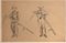 3 Sketches Triptych, Early 1900s, Watercolor & Pencil, Framed 5