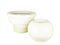 Cache Pot et Vase en Céramique Vernie Blanche et Beige par Bucci, Italie, 1980s, Set de 2 1
