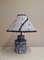 Vintage Tischlampe mit blau-weißem Porzellansockel und handgefertigtem Stoffschirm von Lamplove, 1990er 3