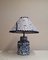 Vintage Tischlampe mit blau-weißem Porzellansockel und handgefertigtem Stoffschirm von Lamplove, 1990er 7