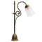 French Art Nouveau Brass & Frosted Glass Table Desk Light, Image 1