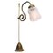 French Art Nouveau Brass & Frosted Glass Table Desk Light, Image 2