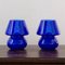 Italienische Vintage Mushroom Lampen aus Muranoglas in Blau, 2er Set 5