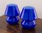 Italienische Vintage Mushroom Lampen aus Muranoglas in Blau, 2er Set 3