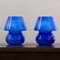 Italienische Vintage Mushroom Lampen aus Muranoglas in Blau, 2er Set 8