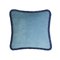 Happy Housse de Coussin en Velours Bleu Clair avec Franges Bleues 1