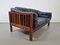 Canapé Monte Carlo Mid-Century Scandinave en Cuir Noir et Palissandre par Ingvar Stockum, 1965 27