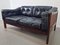 Canapé Monte Carlo Mid-Century Scandinave en Cuir Noir et Palissandre par Ingvar Stockum, 1965 15