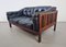Canapé Monte Carlo Mid-Century Scandinave en Cuir Noir et Palissandre par Ingvar Stockum, 1965 2