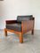 Butaca modernista de madera exótica y cuero, años 60, Imagen 29