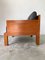 Butaca modernista de madera exótica y cuero, años 60, Imagen 26