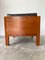 Butaca modernista de madera exótica y cuero, años 60, Imagen 34
