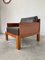 Butaca modernista de madera exótica y cuero, años 60, Imagen 20