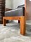 Butaca modernista de madera exótica y cuero, años 60, Imagen 22