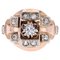 French Colorless Stone 18 Karat Rose Gold Tank Ring, 1950s, Image 1