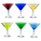 Copas de cristal de Baccarat Martini multicolores, Francia, 1960. Juego de 6, Imagen 1