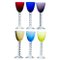 Multi Color Baccarat Wine Crystal Glasses, France, 1960, Set of 6 1