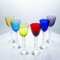 Multi Color Baccarat Wine Crystal Glasses, France, 1960, Set of 6 4