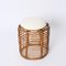 Taburete Mid-Century redondo de ratán y mimbre atribuido a Tito Agnoli, Italia, años 70, Imagen 3