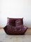 Mobilier de Salon Togo en Cuir Bordeaux par Michel Ducaroy pour Ligne Roset, Set de 5 8