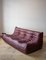 Mobilier de Salon Togo en Cuir Bordeaux par Michel Ducaroy pour Ligne Roset, Set de 5 7