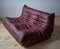 Mobilier de Salon Togo en Cuir Bordeaux par Michel Ducaroy pour Ligne Roset, Set de 5 5